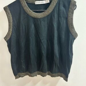 Karen Lessly Women's Black Gold‎ Trimmed Sweater Tank XL
